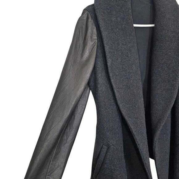 Theory Black Wool And Faux Leather Jacket - Picture 5 of 10